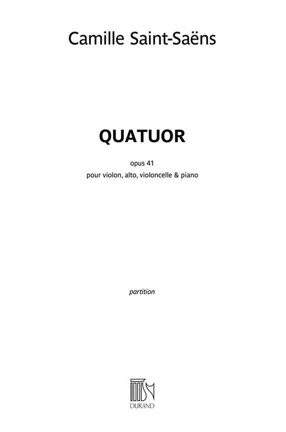 Quatuor Avec Piano Op 41